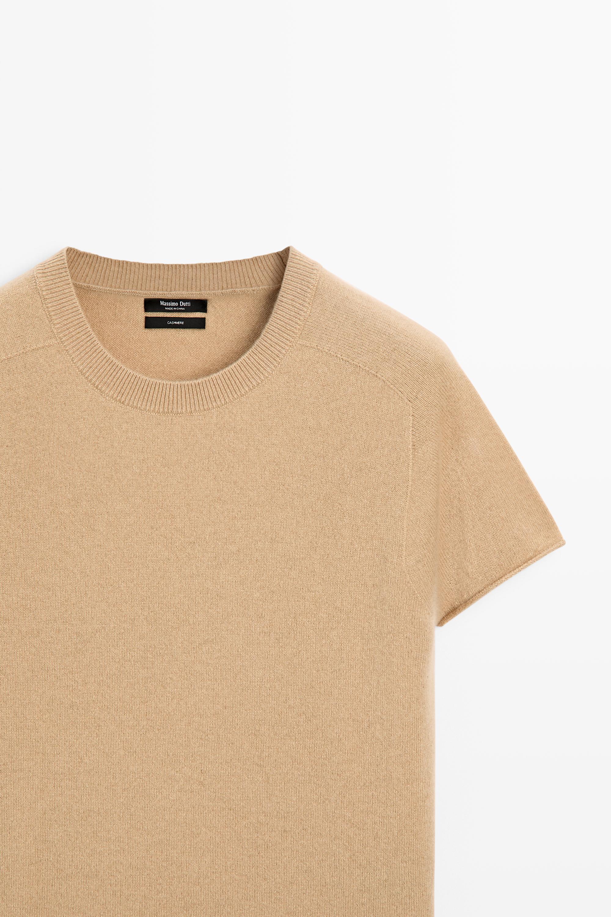 100% cashmere short sleeve knit sweater